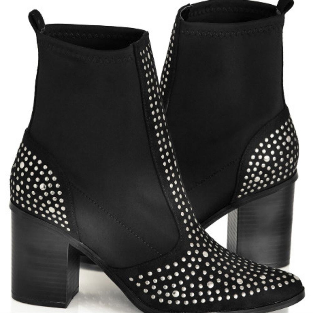 NWT NWOB City Chic Blad Rock Stud Studded Pull-On Boots Women's Size 43 US 12